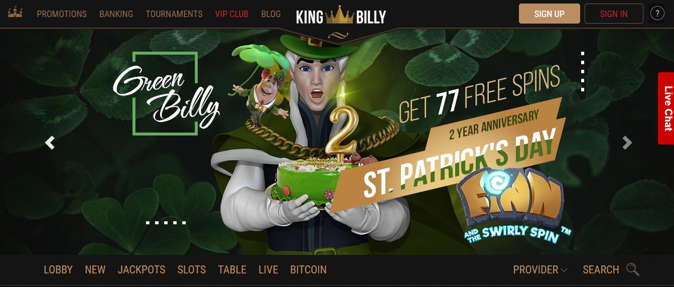 King billy online casino review